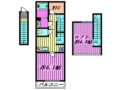 スマートテラスV(1K/2階)の間取り写真