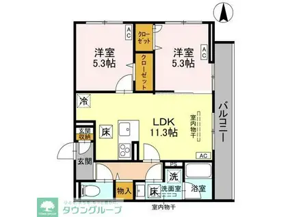 エリシアガーデン(2LDK/1階)の間取り写真