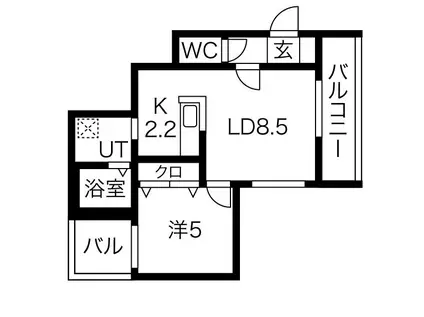 スクーデリア発寒中央(1LDK/1階)の間取り写真