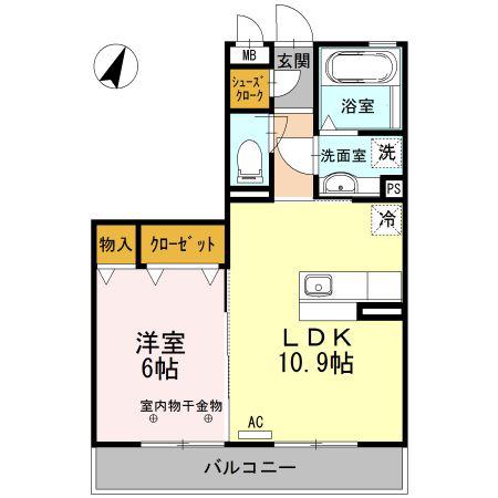 フェリーク(1LDK/2階)の間取り写真