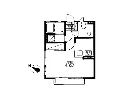 エルミタージュ(1K/1階)の間取り写真