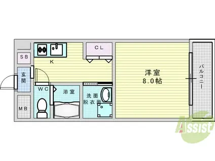 セレーン片山(1K/2階)の間取り写真