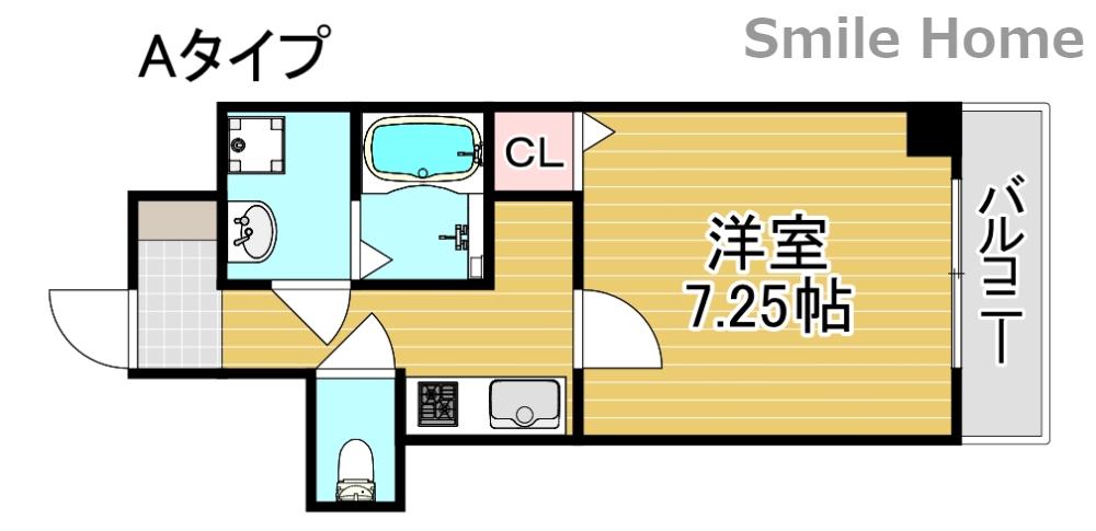 HALU花園町(1K/1階)の間取り写真