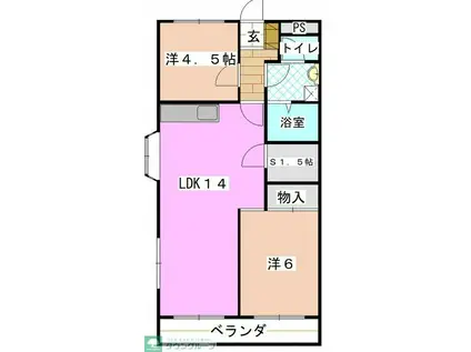 サニーガーデン B棟(2LDK/2階)の間取り写真