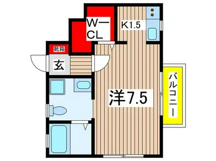 ハニーテイク(1K/1階)の間取り写真
