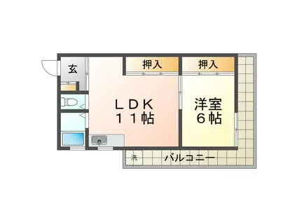 グリーンヒル清水が丘(1LDK/3階)の間取り写真