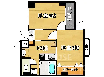 グランドゥール(2K/2階)の間取り写真