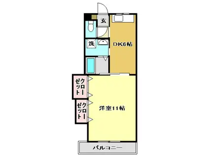 ドリームハウスII(1DK/5階)の間取り写真