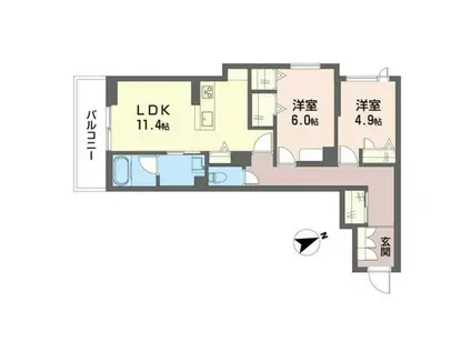 SHAMAISON 花泉木(2LDK/3階)の間取り写真