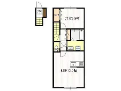 ブルック新町(1LDK/2階)の間取り写真