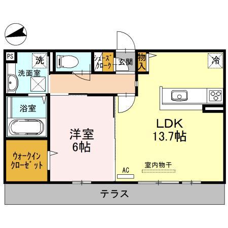ムーラン ア ヴァン A棟(1LDK/1階)の間取り写真