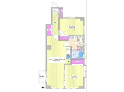 瀬里奈グリーンハイツ(2LDK/5階)の間取り写真