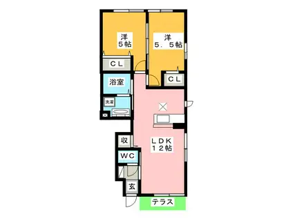オータム(2LDK/1階)の間取り写真