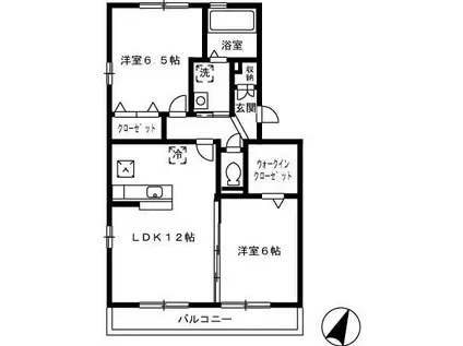 マインパレスII A・B棟(2LDK/1階)の間取り写真