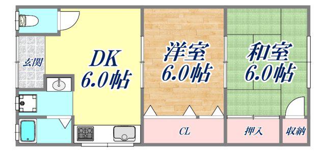 松本ハイム(2DK/2階)の間取り写真