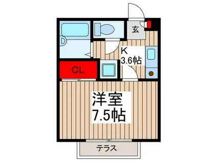 カーサクーナ(1K/2階)の間取り写真