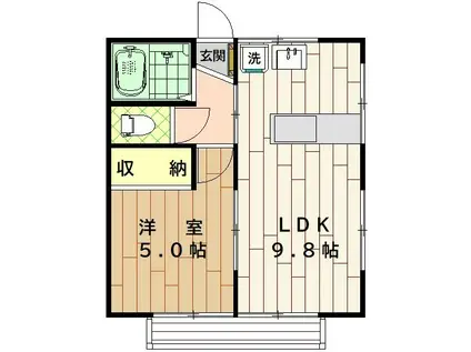 ハイツ滝島(1LDK/1階)の間取り写真