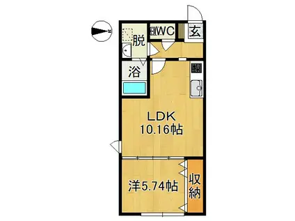 ピュアハウス山王B(1LDK/1階)の間取り写真