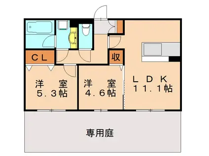 アークパルシモン(2LDK/1階)の間取り写真