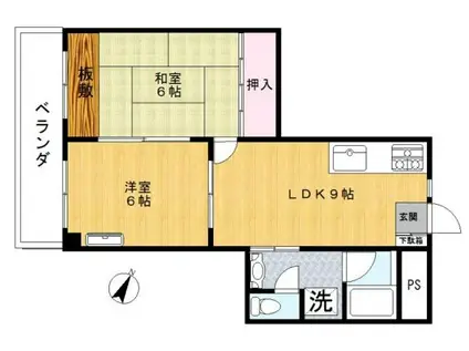 ヴェルドミール(2DK/1階)の間取り写真