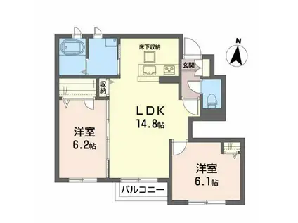 サンフォーリア八幡(2LDK/1階)の間取り写真