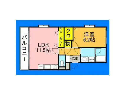アージュ小戸(1LDK/3階)の間取り写真