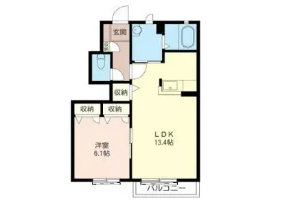 ステラリオーネB棟(1LDK/1階)の間取り写真