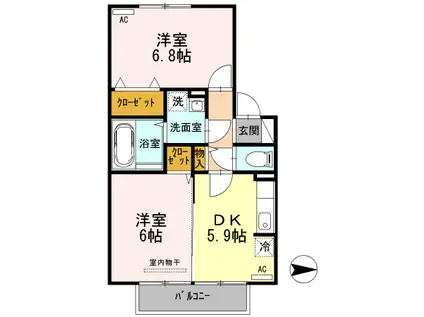 プロミストランド富合(2DK/2階)の間取り写真
