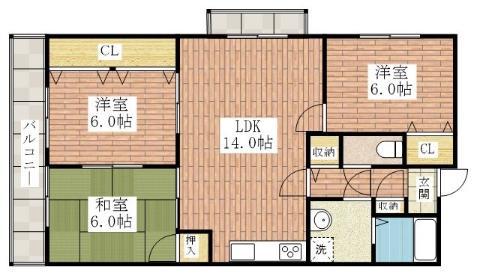サンフォーレ辰巳(3LDK/7階)の間取り写真