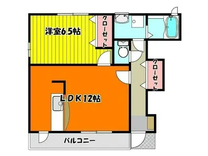 ウエスト SUNOMIYA(1LDK/1階)の間取り写真