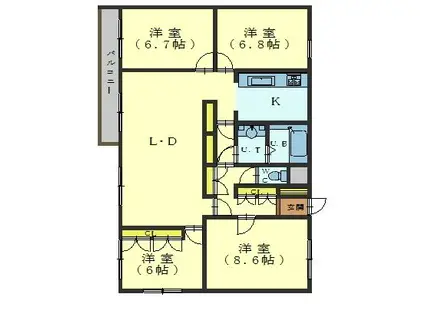 ガーデンパレス五稜郭(4LDK/1階)の間取り写真