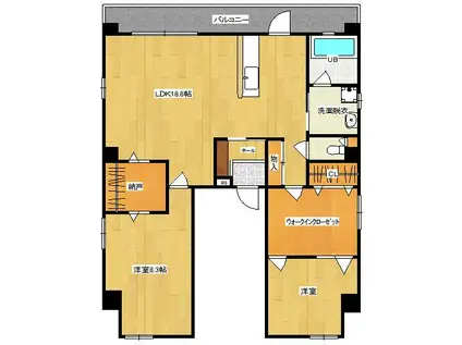 ロハスガーデンイハ(2LDK/2階)の間取り写真