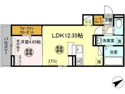 ディオブレス(1LDK/2階)の間取り写真