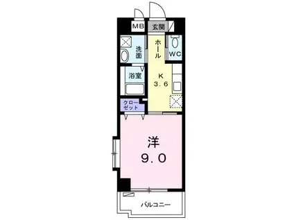メゾン・笹(1K/4階)の間取り写真