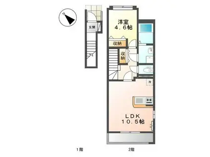 フェリーチェ児山(1LDK/2階)の間取り写真