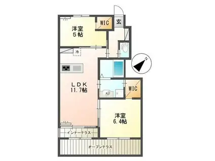 ラフィーネA(2LDK/1階)の間取り写真