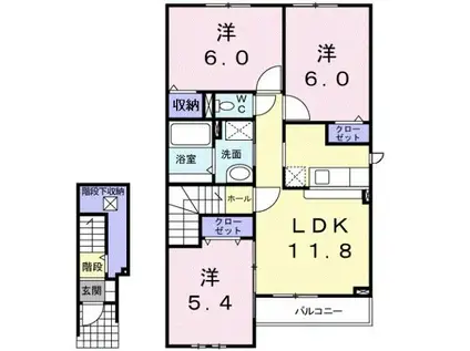 マリンコート・コスモス(3LDK/2階)の間取り写真