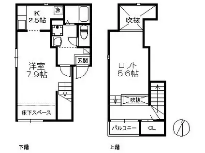 ピュール九研 365(1K/1階)の間取り写真
