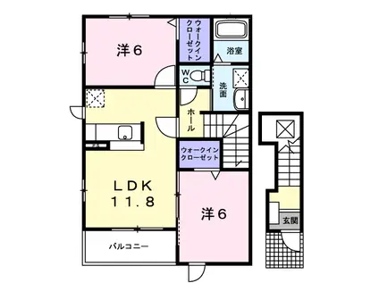 サンキ・ベルソーレ(2LDK/2階)の間取り写真