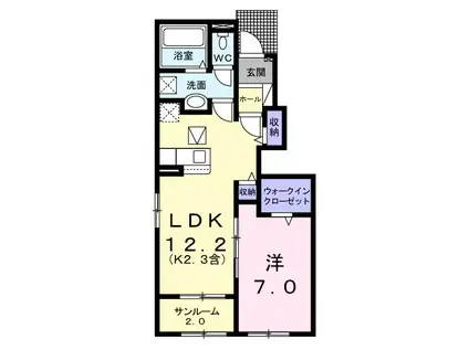 ベルク ブルーメ(1LDK/1階)の間取り写真