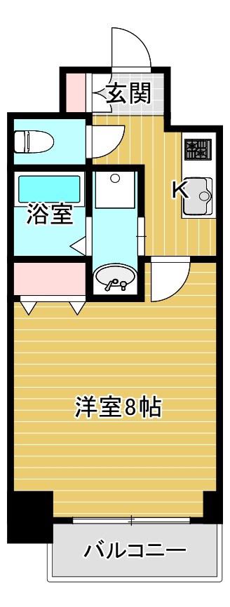 レジュールアッシュ大阪城イースト(1K/2階)の間取り写真