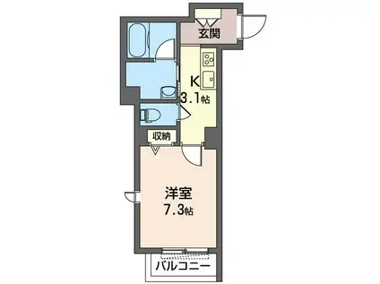 ラリュールI(1K/3階)の間取り写真