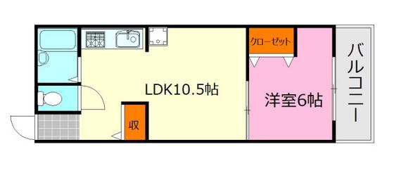 藤川ビル(1LDK/3階)の間取り写真