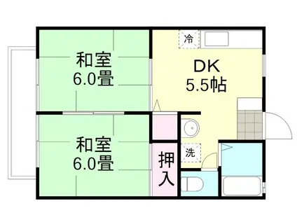 田金マンションC棟(2DK/2階)の間取り写真