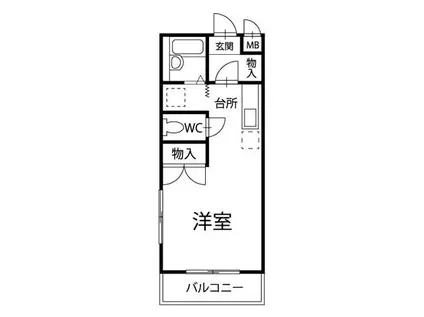 コージークロス(1K/3階)の間取り写真