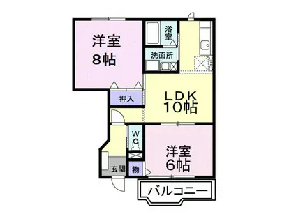 クレーブス・K(2LDK/1階)の間取り写真