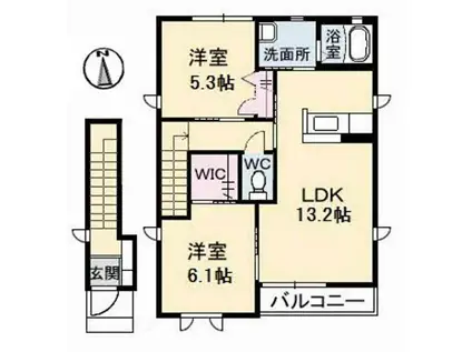 ブランシェJ(2LDK/2階)の間取り写真