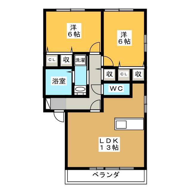 メイユール 各務野(2LDK/1階)の間取り写真
