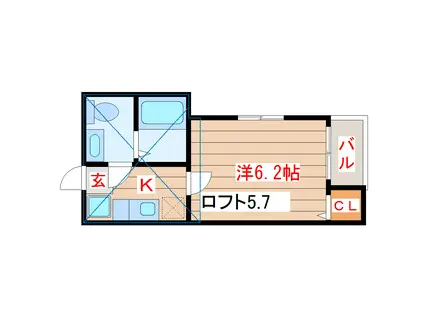 アーバンハイツ北仙台(1K/1階)の間取り写真