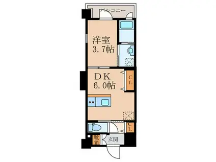 ギャラン折尾(1DK/14階)の間取り写真